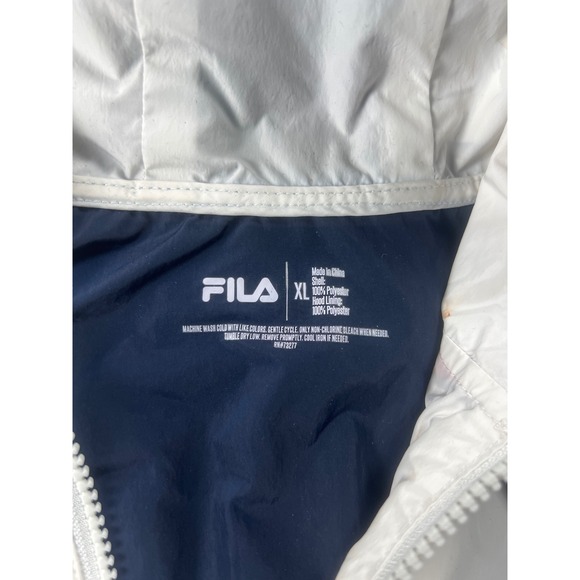 Fila All Over Logo Windbreaker Anorak Jacket White Navy Red XL - Picture 2 of 5